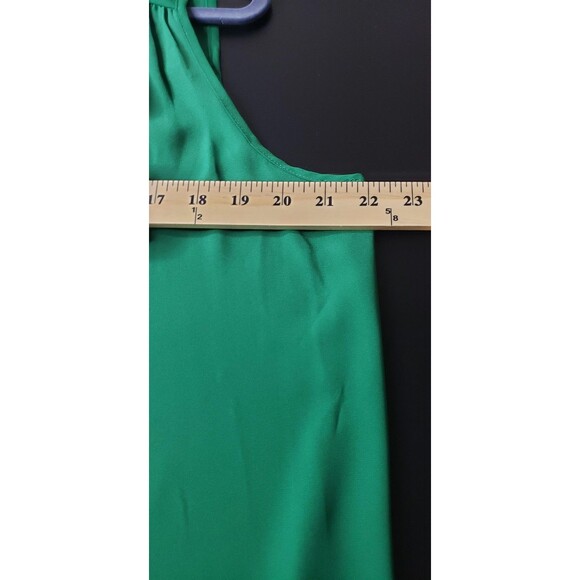 Daniel Rainn Blouse XL Kelly Green Split Neck Pleated Casual Work Fall Minimal - Picture 7 of 8